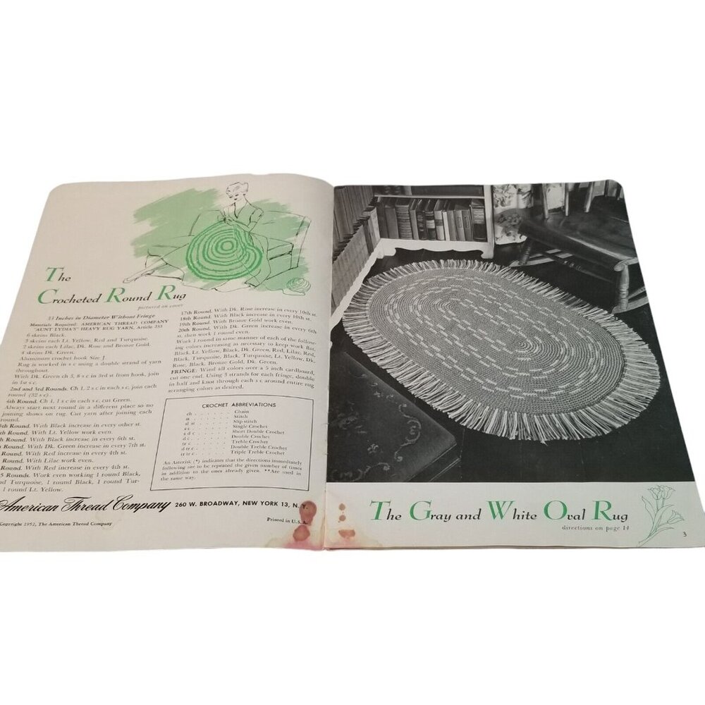 Star Rug Book 1952 Crocheted Rugs Star Rug Book 93 American Thread Company - Picture 3 of 11